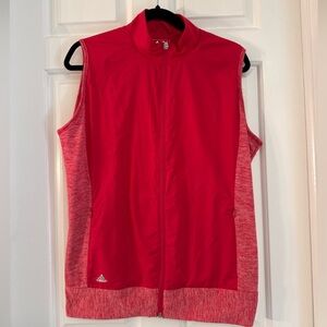 Adidas Women L Vest Full Zip Up Pink Zip Pockets Active Athleisure Stretch Golf